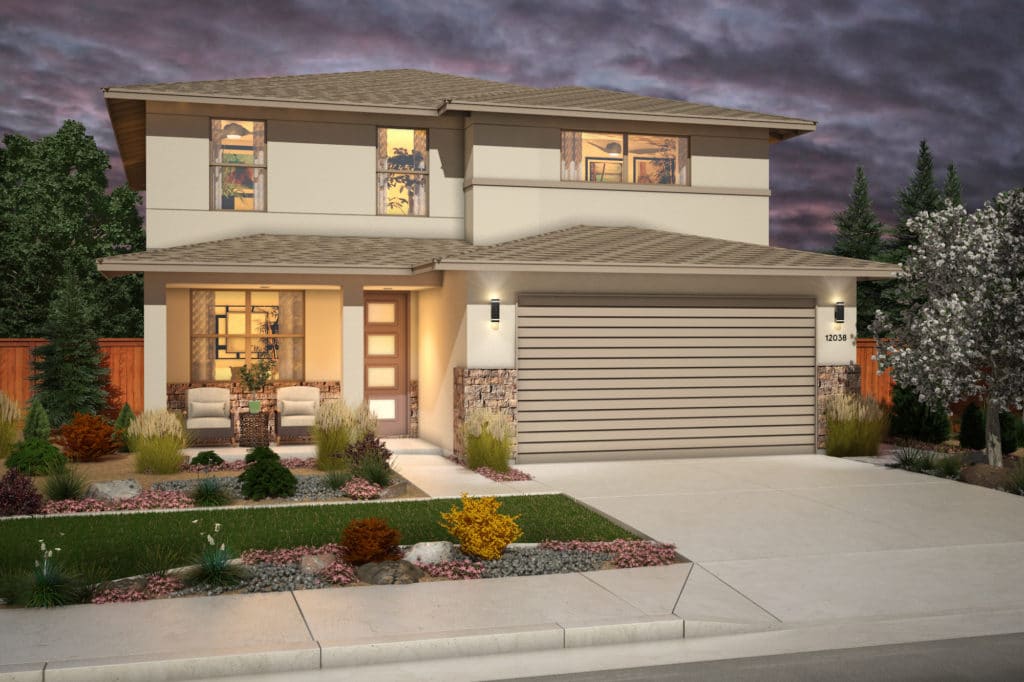 Front shot of a new home in Reno at Estancia