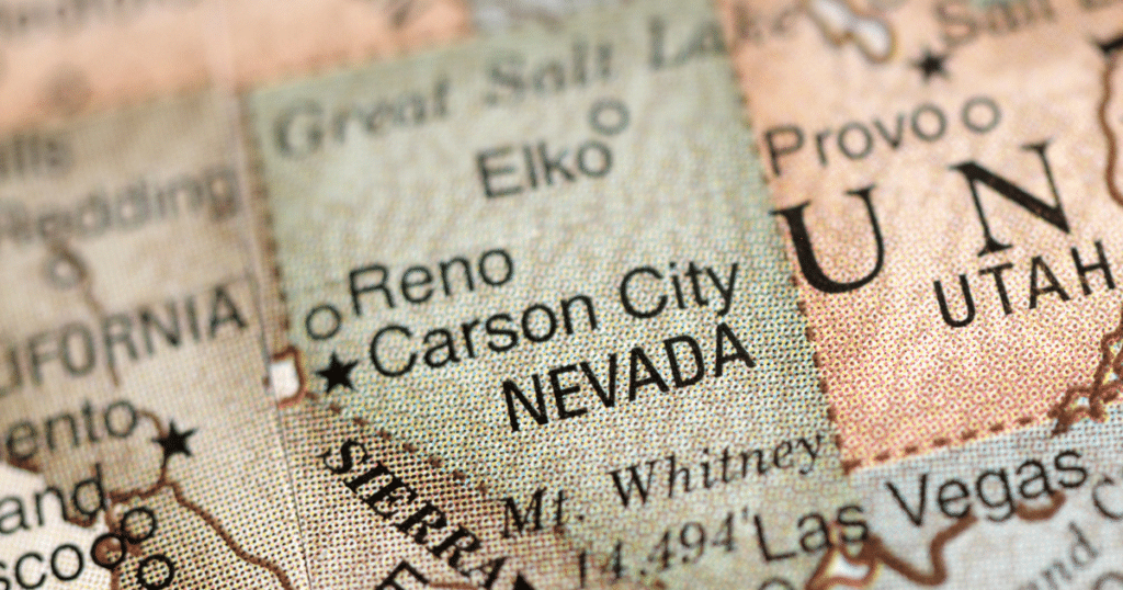 US Map showing Nevada.