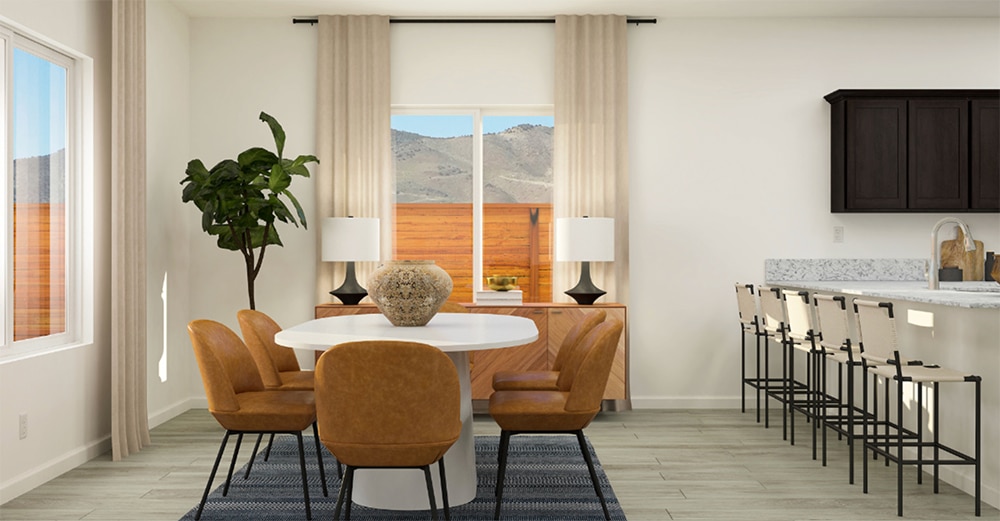 Legacy Trails Community in Fernley, NV interior design dining room and kitchen’s home rendering