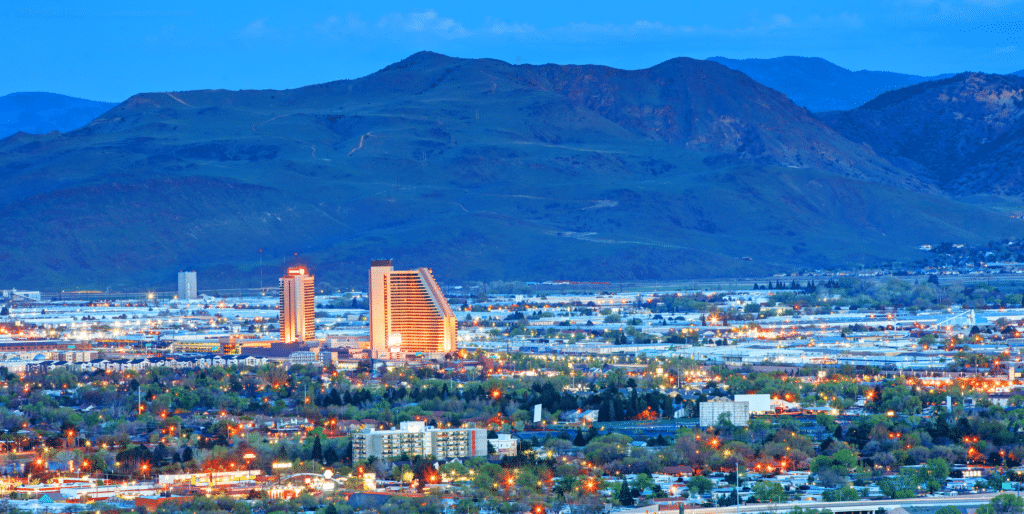 View of Sparks with mountains in the back